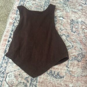 garage brown crop top